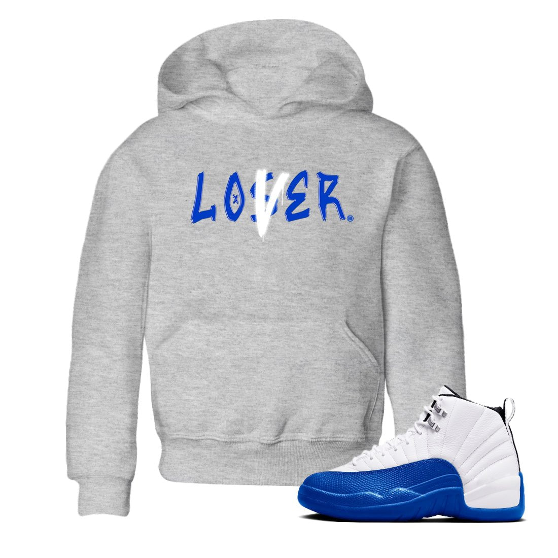12s Blueberry shirts to match jordans Loser Lover best t shirts to wear with jordans AJ12 White & Game Royal match shoes to clothes SNRT Sneaker Tees Youth Baby Heather Grey 1 tee