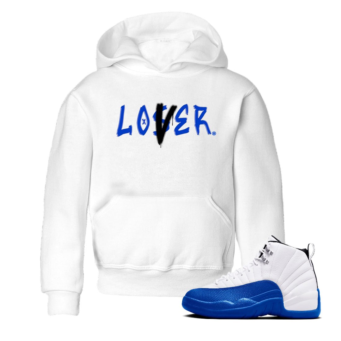 12s Blueberry shirts to match jordans Loser Lover best t shirts to wear with jordans AJ12 White & Game Royal match shoes to clothes SNRT Sneaker Tees Youth Baby White 1 tee