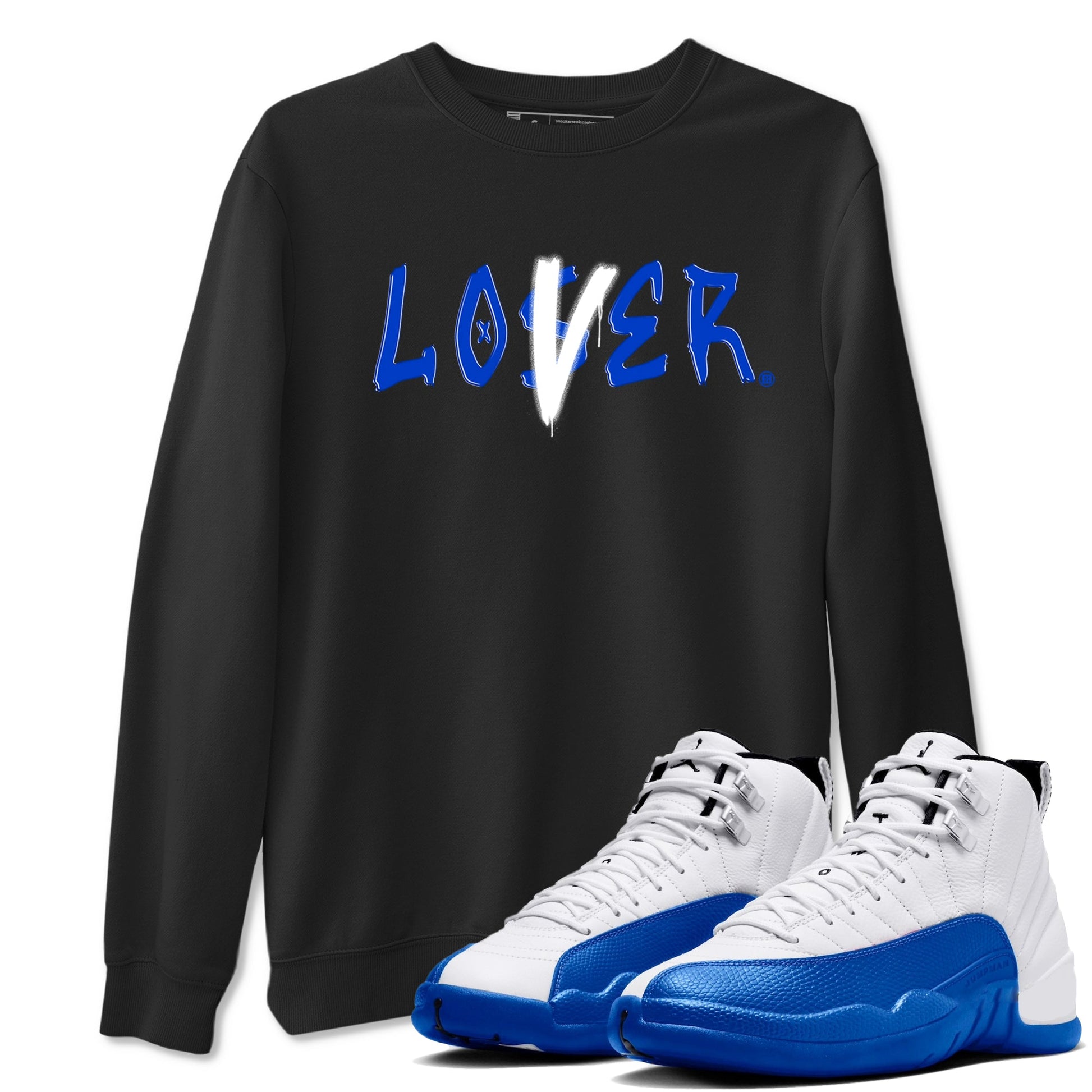 12s Blueberry shirts to match jordans Loser Lover best t shirts to wear with jordans AJ12 White & Game Royal match shoes to clothes SNRT Sneaker Tees unisex cotton Black 1 shirts