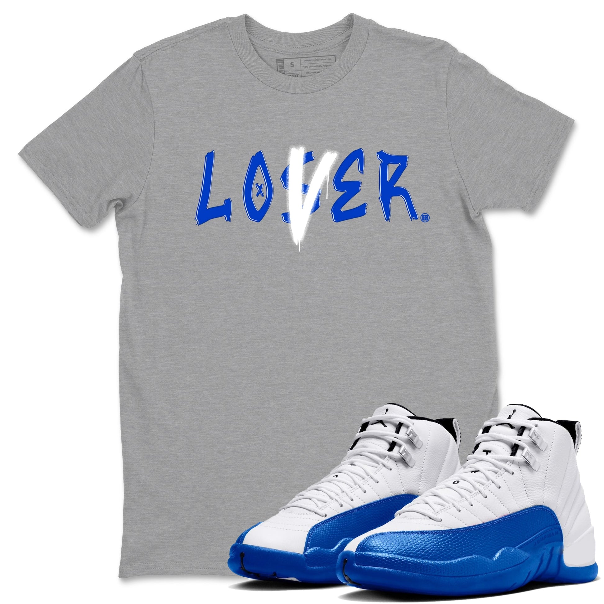12s Blueberry shirts to match jordans Loser Lover best t shirts to wear with jordans AJ12 White & Game Royal match shoes to clothes SNRT Sneaker Tees unisex cotton Heather Grey 1 shirts