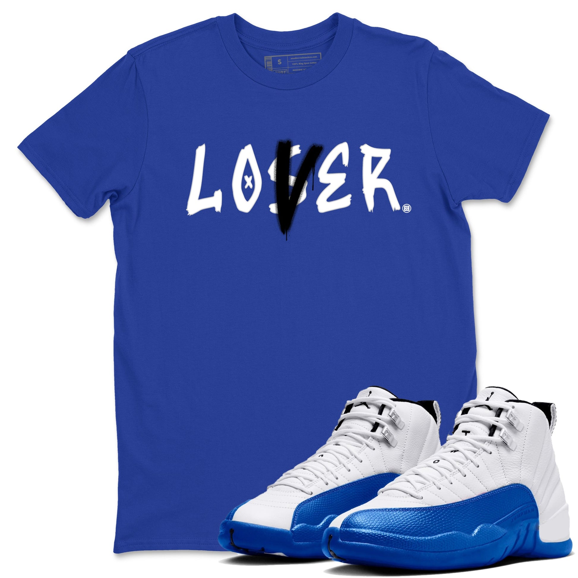 12s Blueberry shirts to match jordans Loser Lover best t shirts to wear with jordans AJ12 White & Game Royal match shoes to clothes SNRT Sneaker Tees unisex cotton Royal Blue 1 shirts