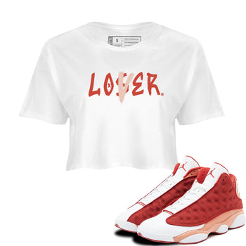 13s Dune Red shirts to match jordans Loser Lover sneaker match tees Air Jordan 13 Dune Red SNRT Sneaker Tees streetwear brand White 1 crop tee