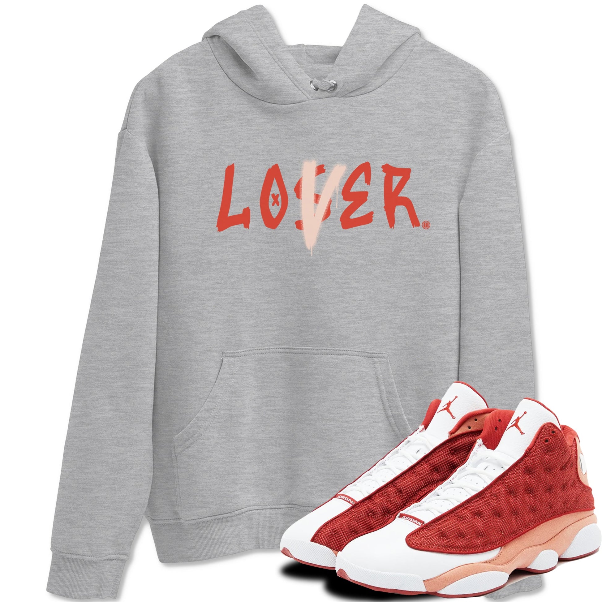 13s Dune Red shirts to match jordans Loser Lover sneaker match tees Air Jordan 13 Dune Red SNRT Sneaker Tees streetwear brand Heather Grey 1 unisex cotton tee