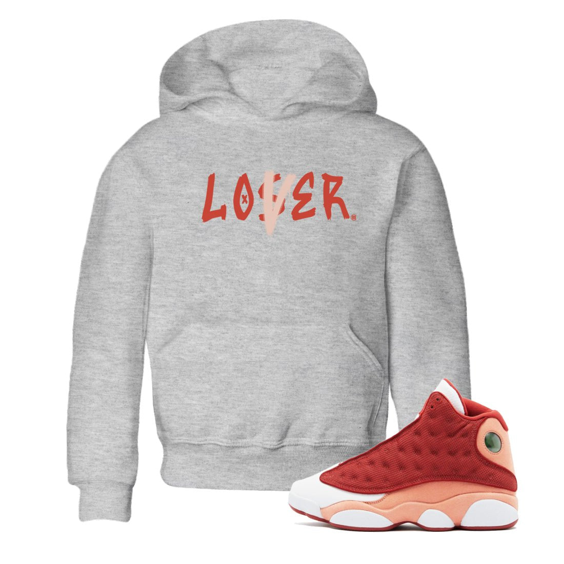 13s Dune Red shirts to match jordans Loser Lover sneaker match tees Air Jordan 13 Dune Red SNRT Sneaker Tees streetwear brand Baby and Youth Heather Grey 1 cotton tee