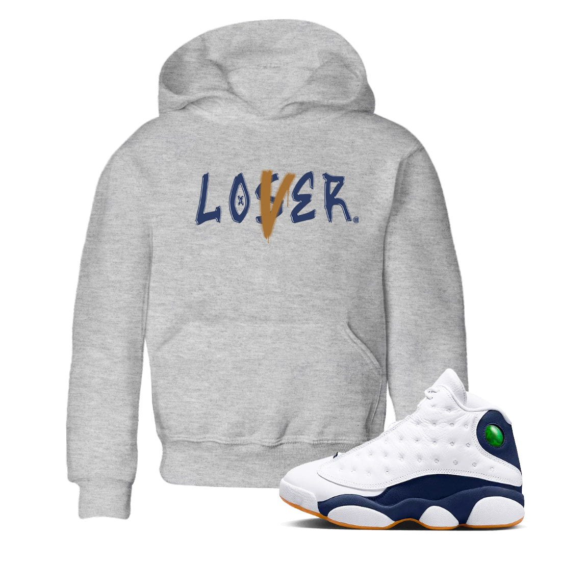 Air Jordan 13 Midnight Navy shirts to match jordans Loser Lover sneaker match tees 13 Midnight Navy SNRT Sneaker Release Tees Youth Baby Heather Grey 1 crew neck shirts