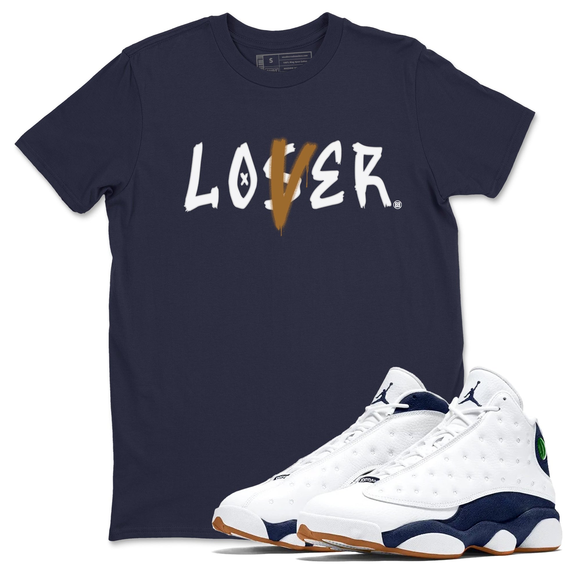 Air Jordan 13 Midnight Navy shirts to match jordans Loser Lover sneaker match tees 13 Midnight Navy SNRT Sneaker Release Tees unisex cotton Navy 1 crew neck shirts