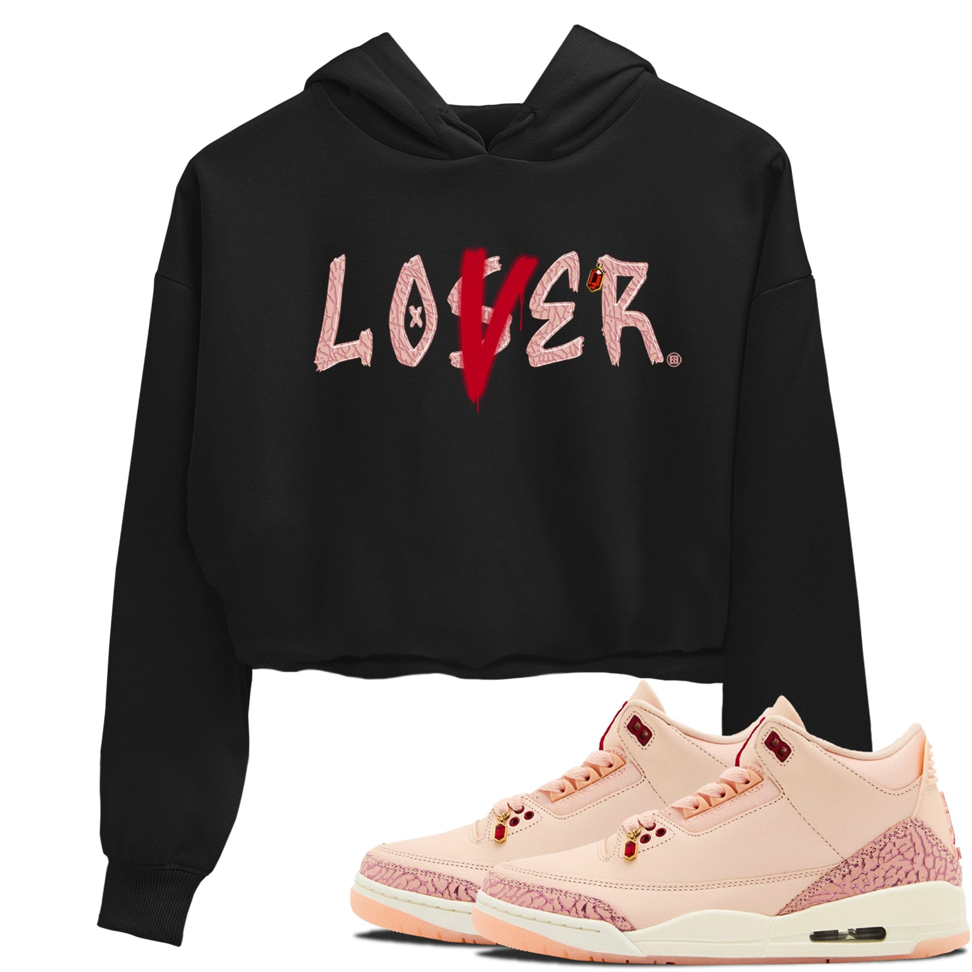 Air Jordan 3 "Treat Yourself" Washed Coral shirts to Special Valentine's Day Loser Lover sneaker match tees Jordan 3 Valentine's Day best t shirts to wear with jordans SNRT Sneaker Tees Graphic Tee Black 1 crop tee