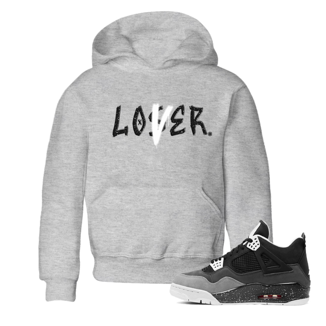 4s Fear shirts to match jordans Loser Lover sneaker match tees Air Jordan 4 Retro Fear match shoes to clothes SNRT Sneaker Tees Youth Baby Heather Grey 1 tee