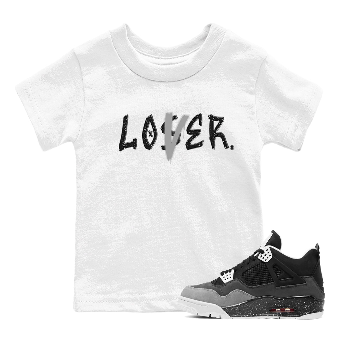 4s Fear shirts to match jordans Loser Lover sneaker match tees Air Jordan 4 Retro Fear match shoes to clothes SNRT Sneaker Tees Youth Baby White 1 tee
