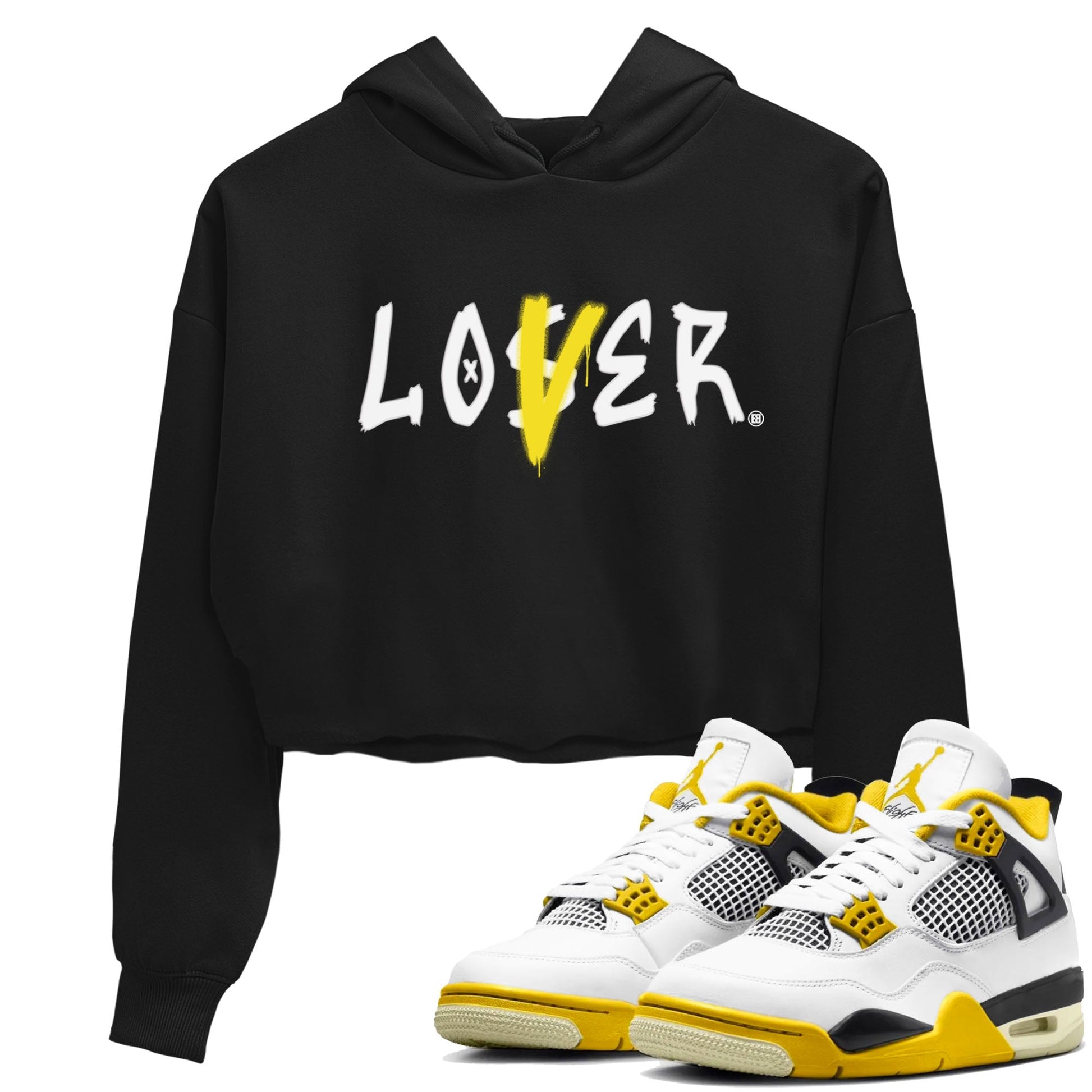 Air Jordan 4 Retro Vivid Sulfur shirt to match jordans Loser Lover sneaker tees 4s Vivid Sulfur SNRT Sneaker Release Tees Black 1 crop length shirt