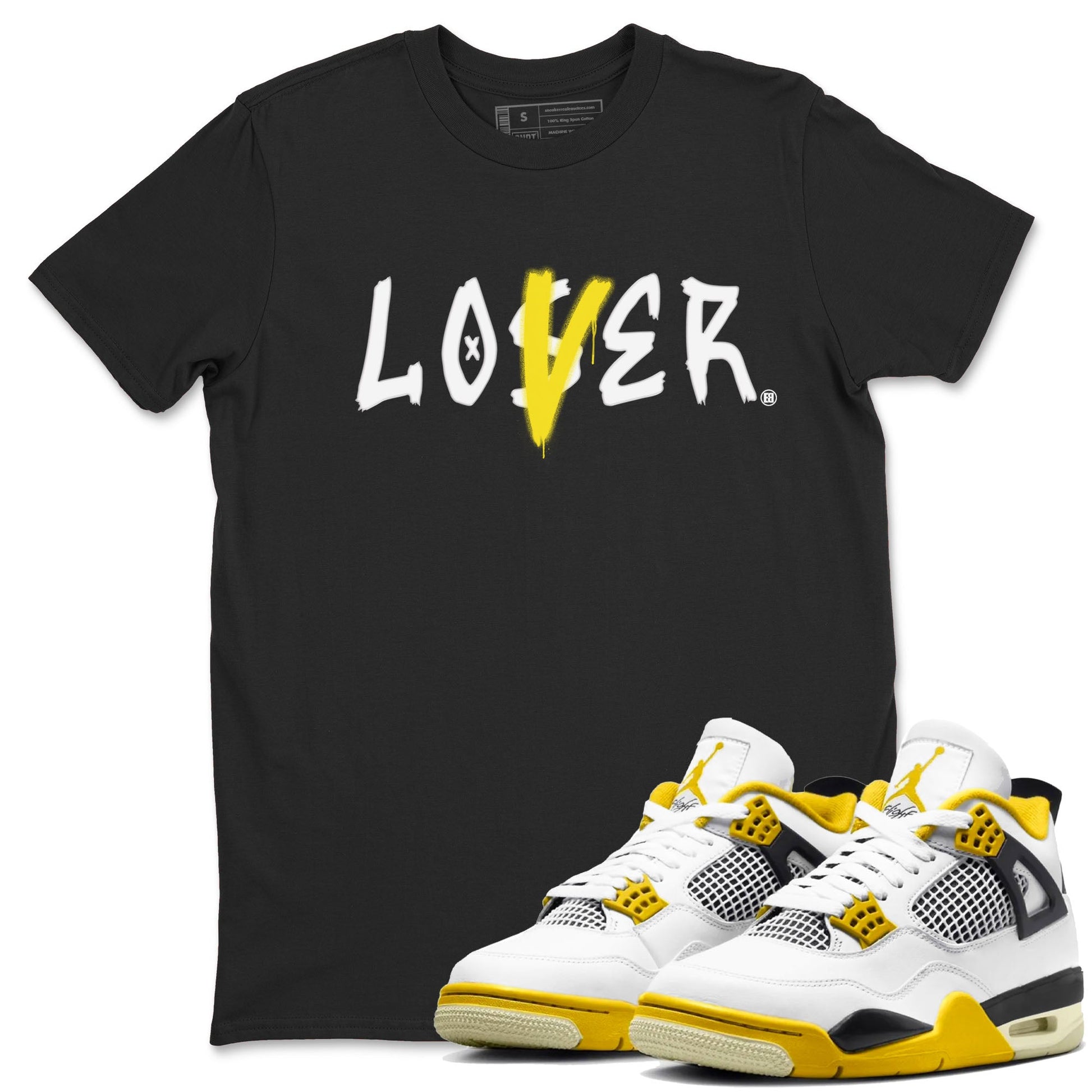 Air Jordan 4 Retro Vivid Sulfur shirt to match jordans Loser Lover sneaker tees 4s Vivid Sulfur SNRT Sneaker Release Tees unisex cotton Black 1 crew neck shirt