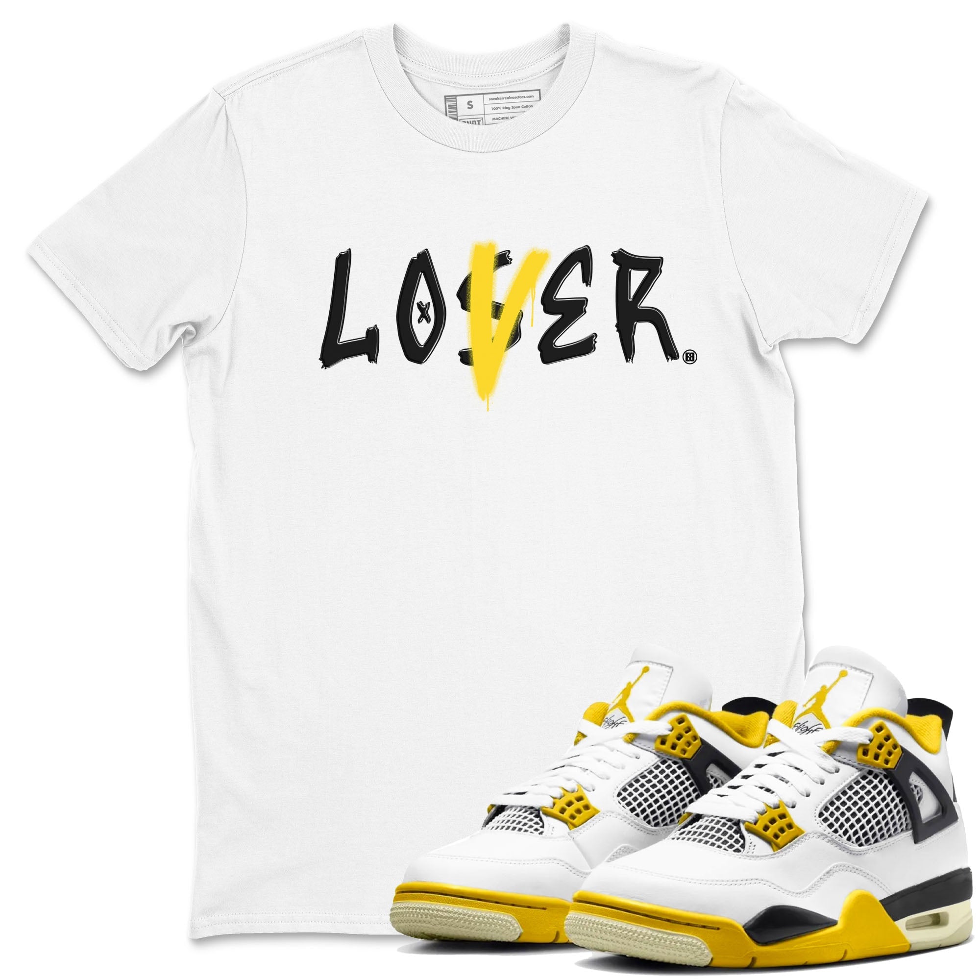 Air Jordan 4 Retro Vivid Sulfur shirt to match jordans Loser Lover sneaker tees 4s Vivid Sulfur SNRT Sneaker Release Tees unisex cotton White 1 crew neck shirt