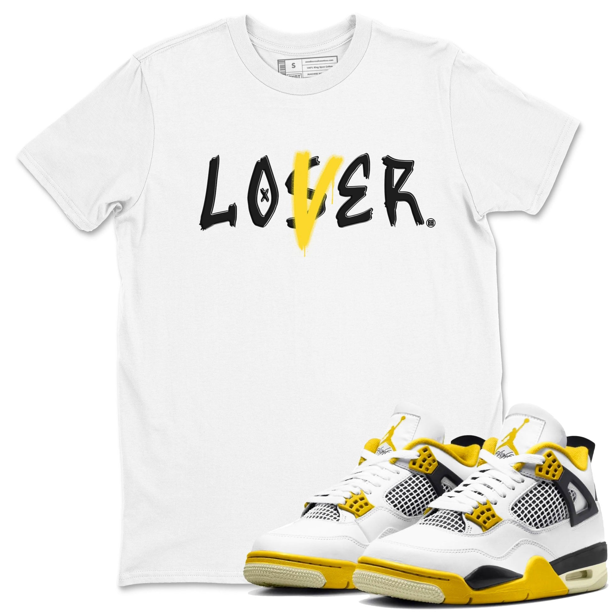 Air Jordan 4 Retro Vivid Sulfur shirt to match jordans Loser Lover sneaker tees 4s Vivid Sulfur SNRT Sneaker Release Tees unisex cotton White 1 crew neck shirt