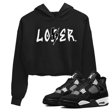 Air Jordan 4 White Thunder shirts to match jordans Loser Lover sneaker match tees Air Jordan 4 Retro White Thunder SNRT Sneaker Tees streetwear brand Black 1 crop tee