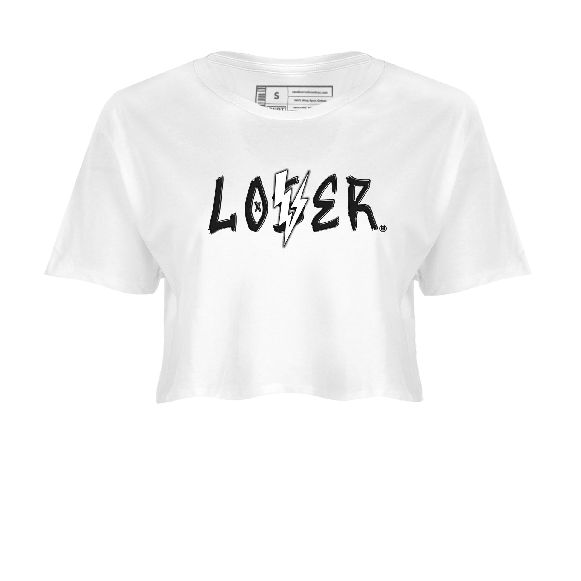 Air Jordan 4 White Thunder shirts to match jordans Loser Lover sneaker match tees Air Jordan 4 Retro White Thunder SNRT Sneaker Tees streetwear brand White 2 crop tee