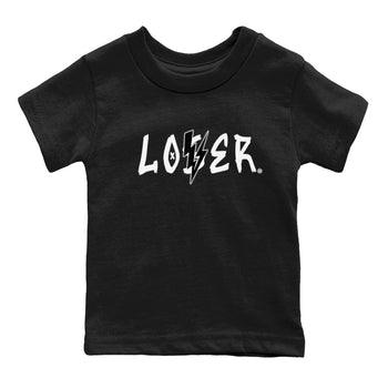 Air Jordan 4 White Thunder shirts to match jordans Loser Lover sneaker match tees Air Jordan 4 Retro White Thunder SNRT Sneaker Tees streetwear brand Baby and Youth Black 2 cotton tee