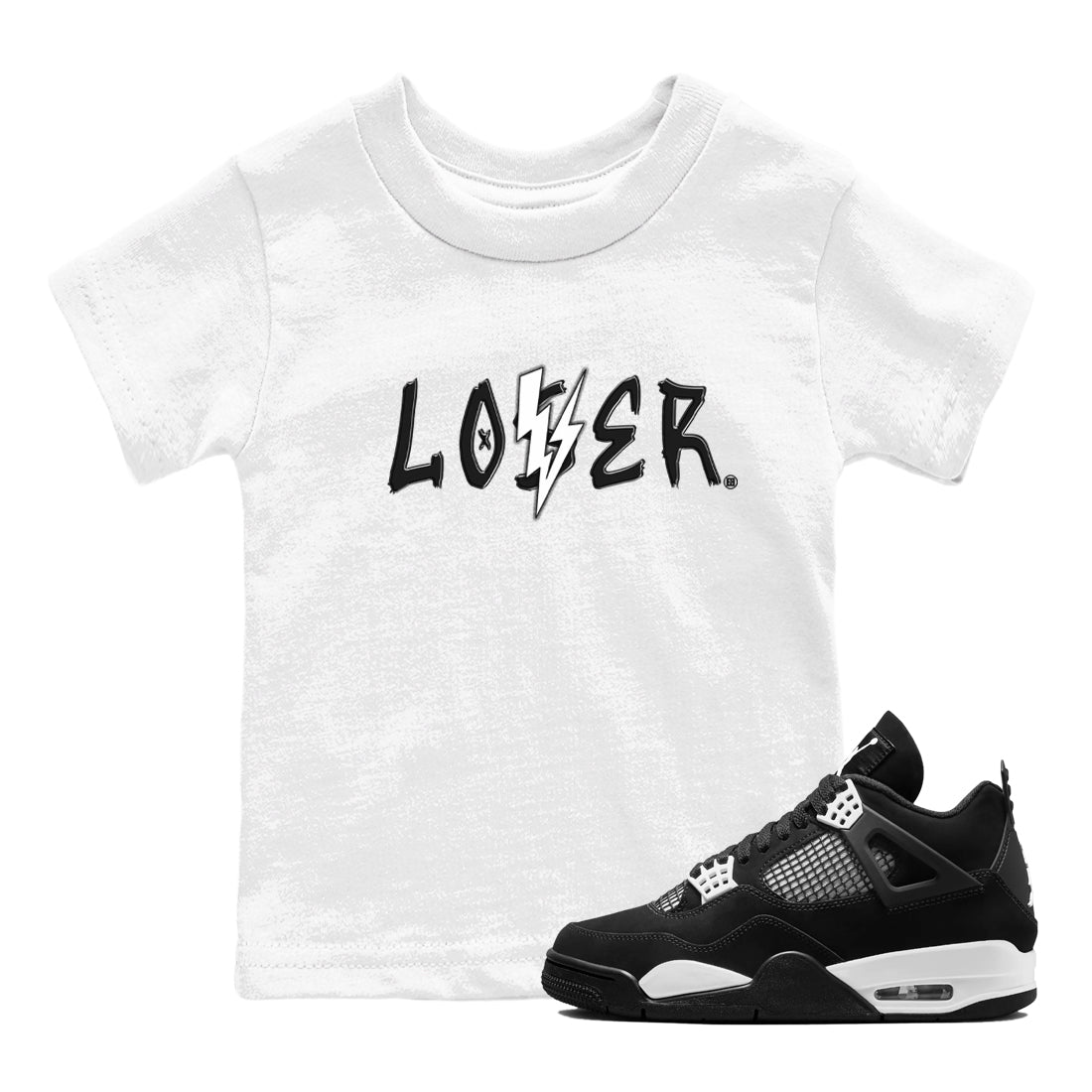 Air Jordan 4 White Thunder shirts to match jordans Loser Lover sneaker match tees Air Jordan 4 Retro White Thunder SNRT Sneaker Tees streetwear brand Baby and Youth White 1 cotton tee