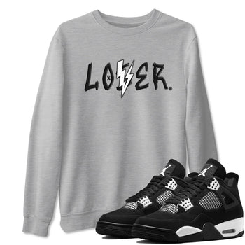 Air Jordan 4 White Thunder shirts to match jordans Loser Lover sneaker match tees Air Jordan 4 Retro White Thunder SNRT Sneaker Tees streetwear brand Heather Grey 1 unisex cotton tee