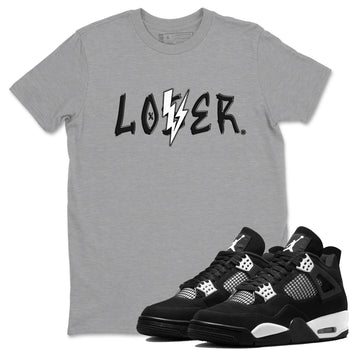 Air Jordan 4 White Thunder shirts to match jordans Loser Lover sneaker match tees Air Jordan 4 Retro White Thunder SNRT Sneaker Tees streetwear brand Heather Grey 1 unisex cotton tee
