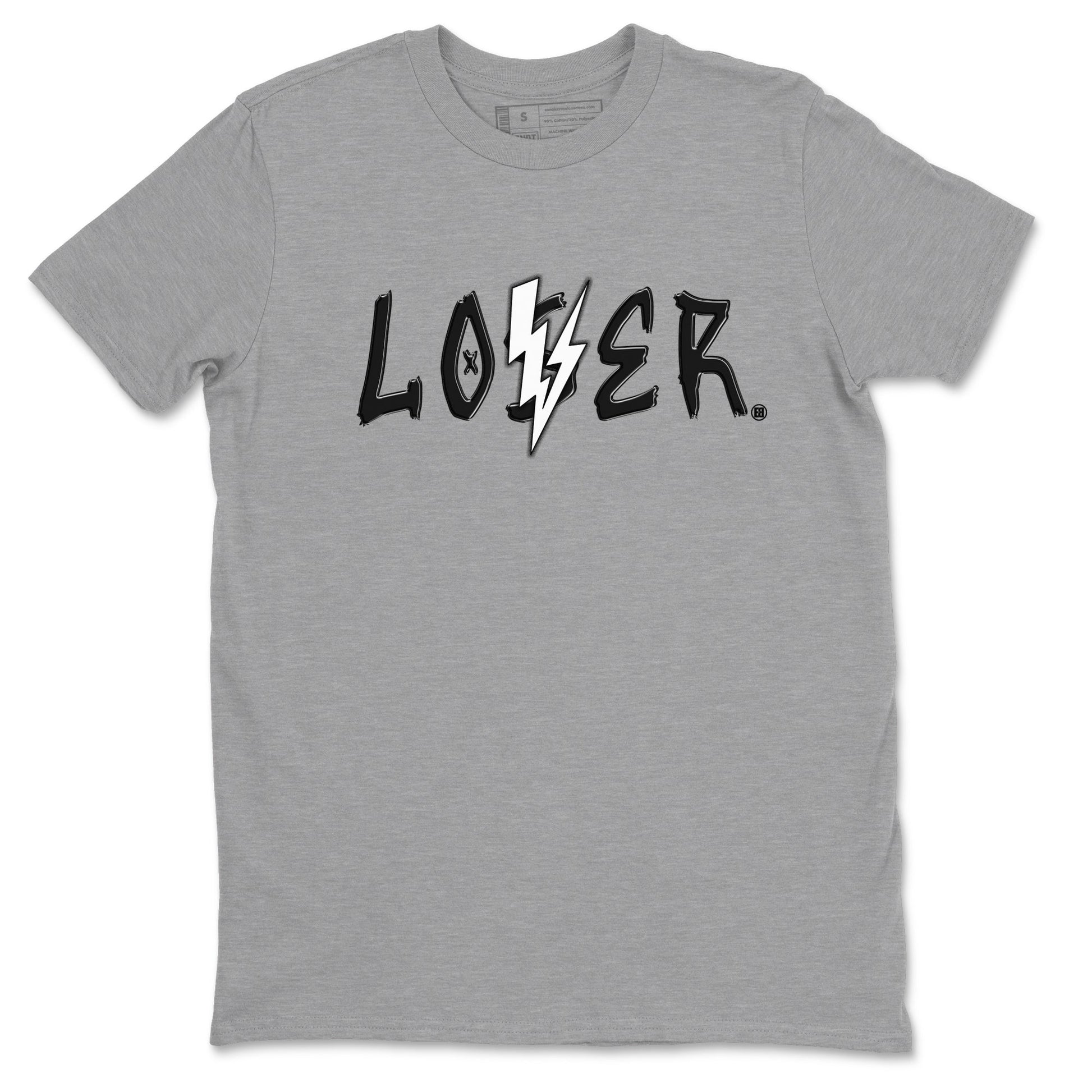 Air Jordan 4 White Thunder shirts to match jordans Loser Lover sneaker match tees Air Jordan 4 Retro White Thunder SNRT Sneaker Tees streetwear brand Heather Grey 2 unisex cotton tee
