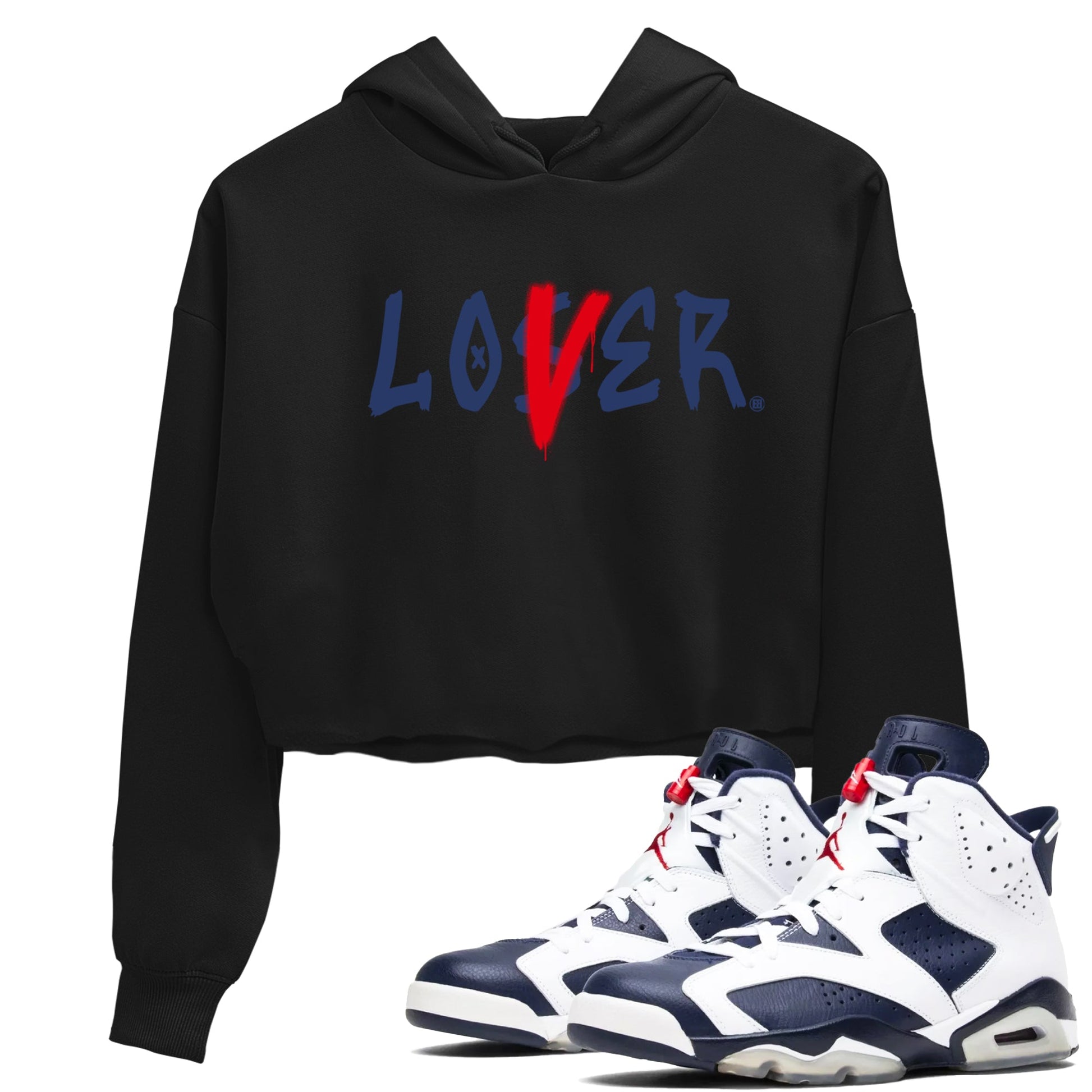 6s White And Midnight Navy shirts to match jordans Loser Lover sneaker match tees Air Jordan 6 White And Midnight Navy SNRT Sneaker Tees streetwear brand Black 1 crop tee