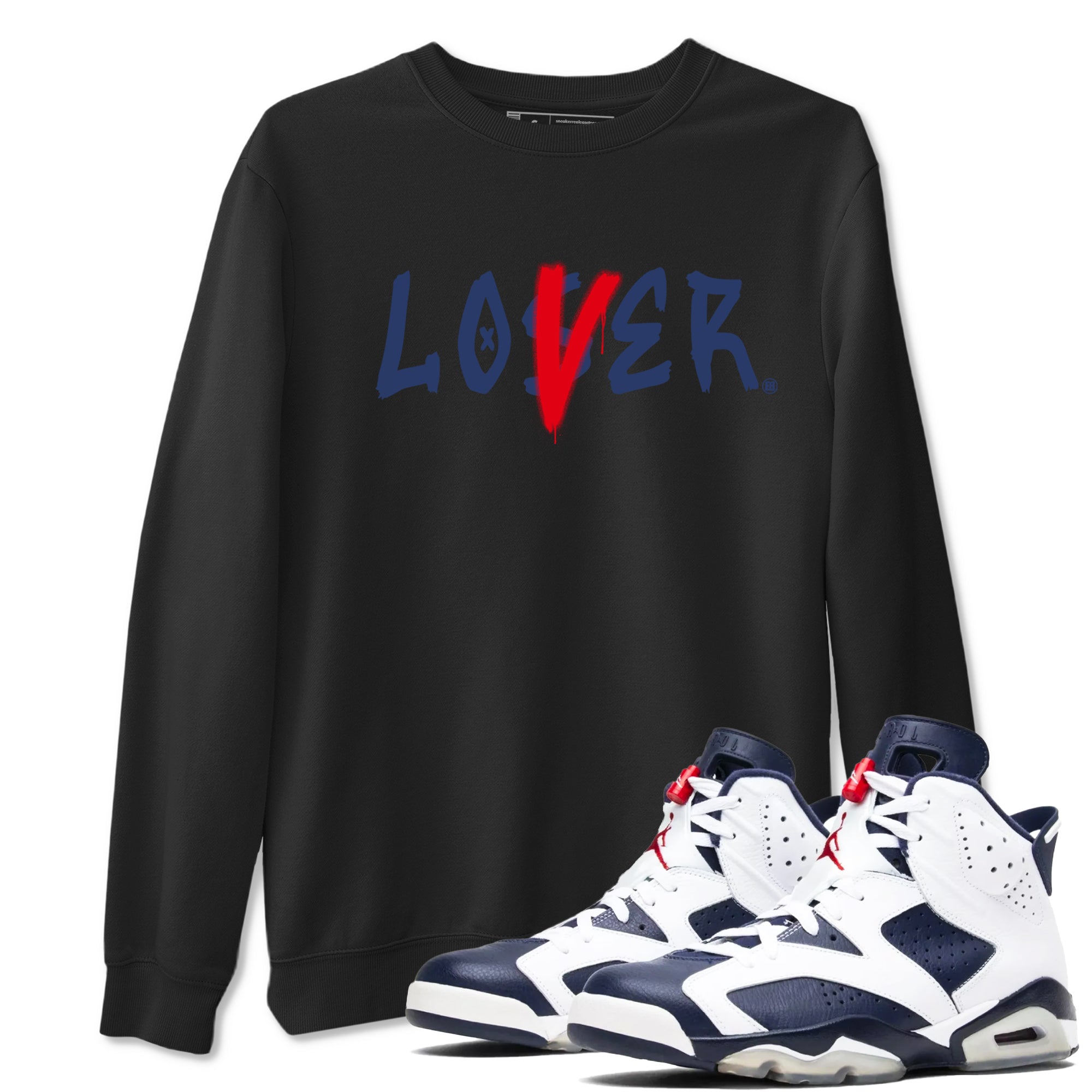 6s White And Midnight Navy shirts to match jordans Loser Lover sneaker match tees Air Jordan 6 White And Midnight Navy SNRT Sneaker Tees streetwear brand Black 1 unisex cotton tee