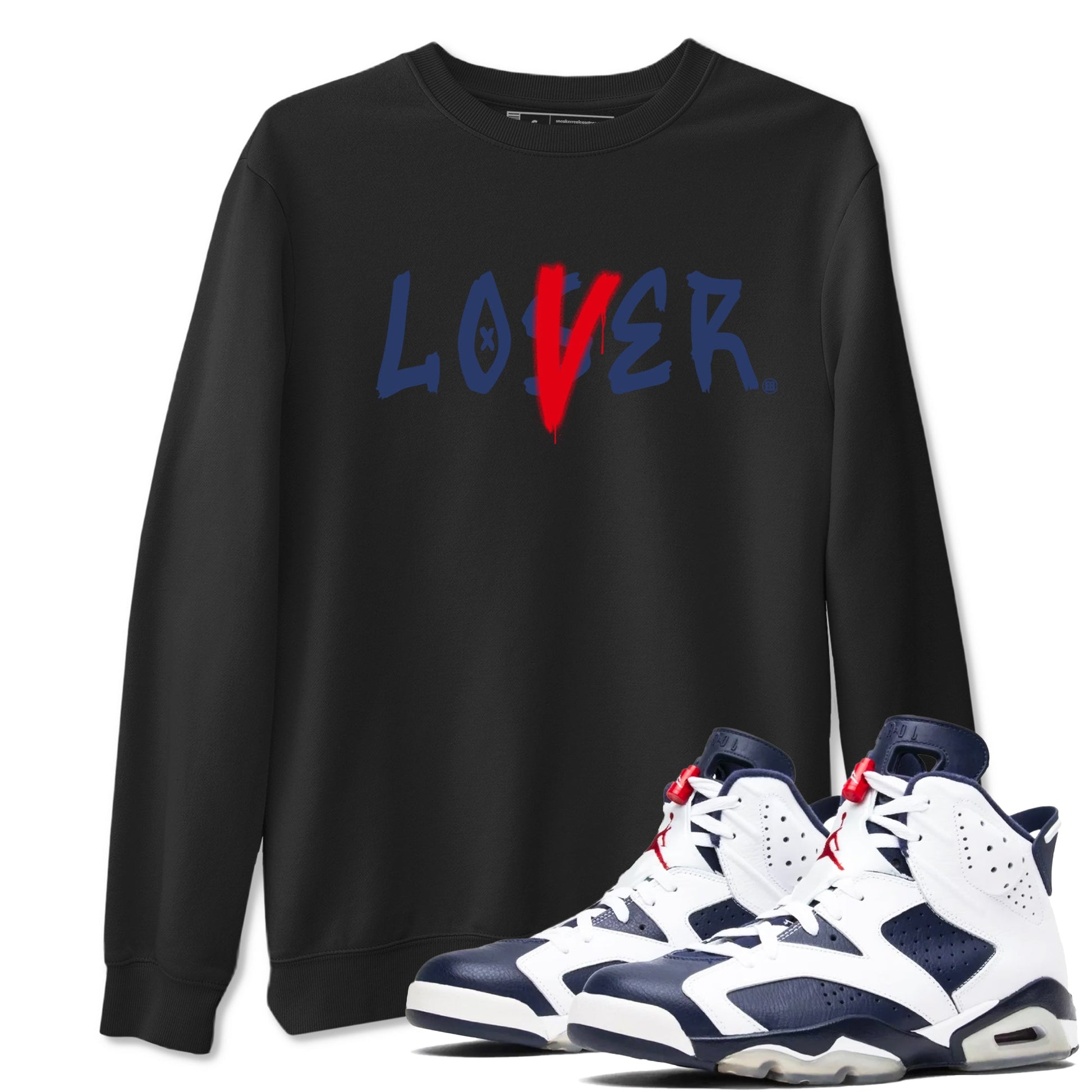 6s White And Midnight Navy shirts to match jordans Loser Lover sneaker match tees Air Jordan 6 White And Midnight Navy SNRT Sneaker Tees streetwear brand Black 1 unisex cotton tee