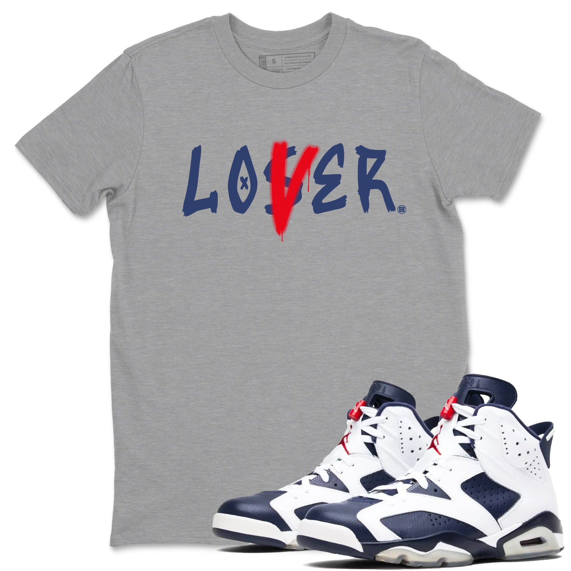 6s White And Midnight Navy shirts to match jordans Loser Lover sneaker match tees Air Jordan 6 White And Midnight Navy SNRT Sneaker Tees streetwear brand Heather Grey 1 unisex cotton tee