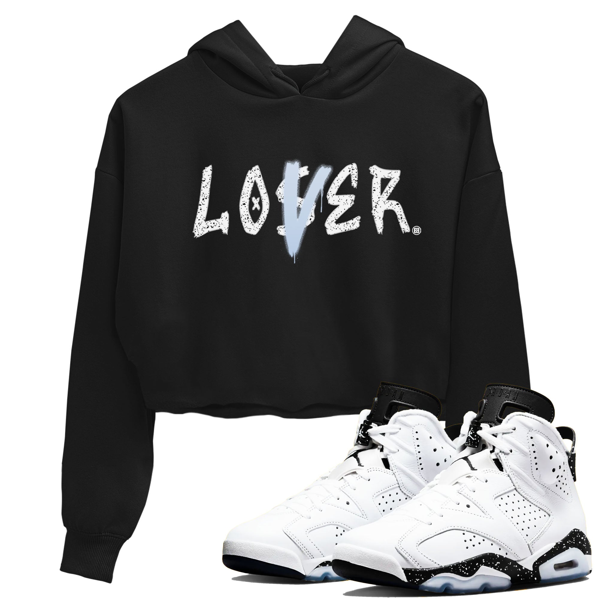 AJ6 White Black shirts to match jordans Loser Lover sneaker match tees Air Jordan 6 White Black SNRT Sneaker Tees streetwear brand Black 1 crop tee