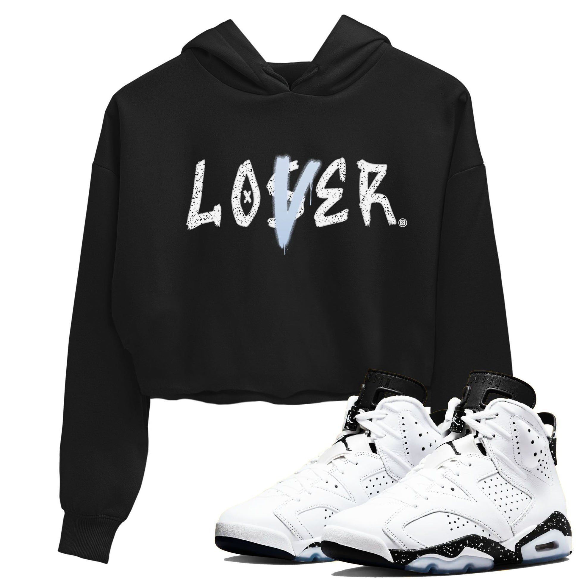 AJ6 White Black shirts to match jordans Loser Lover sneaker match tees Air Jordan 6 White Black SNRT Sneaker Tees streetwear brand Black 1 crop tee
