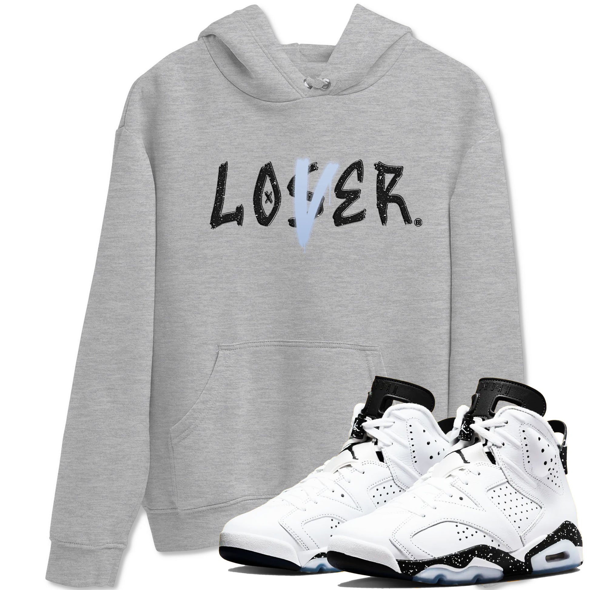 AJ6 White Black shirts to match jordans Loser Lover sneaker match tees Air Jordan 6 White Black SNRT Sneaker Tees streetwear brand Heather Grey 1 unisex cotton tee