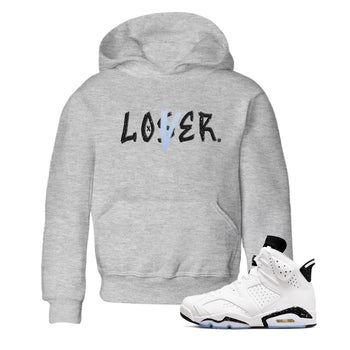 AJ6 White Black shirts to match jordans Loser Lover sneaker match tees Air Jordan 6 White Black SNRT Sneaker Tees streetwear brand Baby and Youth Heather Grey 1 cotton tee