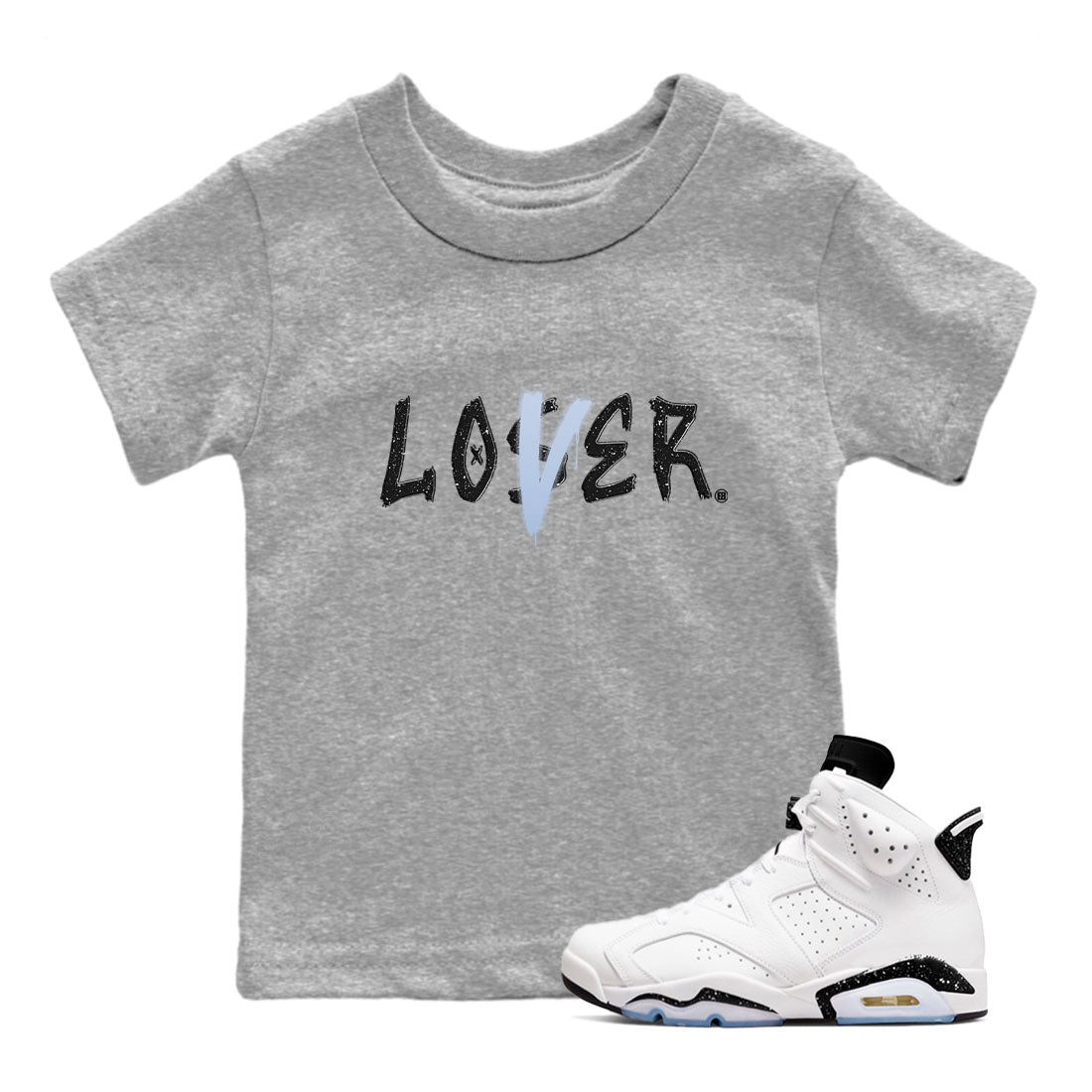AJ6 White Black shirts to match jordans Loser Lover sneaker match tees Air Jordan 6 White Black SNRT Sneaker Tees streetwear brand Baby and Youth Heather Grey 1 cotton tee