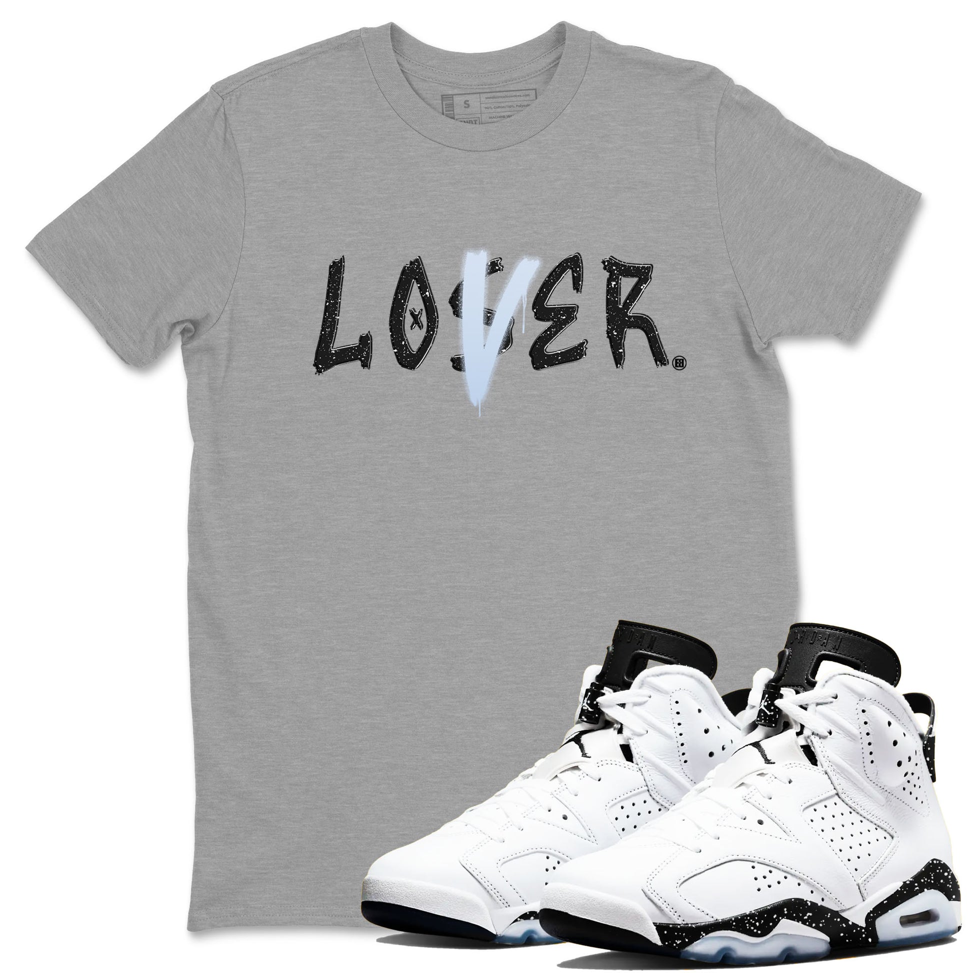 AJ6 White Black shirts to match jordans Loser Lover sneaker match tees Air Jordan 6 White Black SNRT Sneaker Tees streetwear brand Heather Grey 1 unisex cotton tee