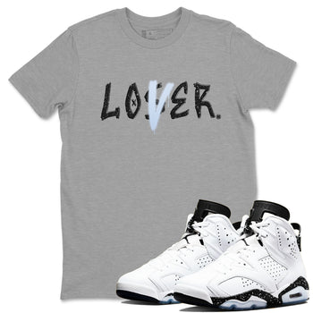 AJ6 White Black shirts to match jordans Loser Lover sneaker match tees Air Jordan 6 White Black SNRT Sneaker Tees streetwear brand Heather Grey 1 unisex cotton tee