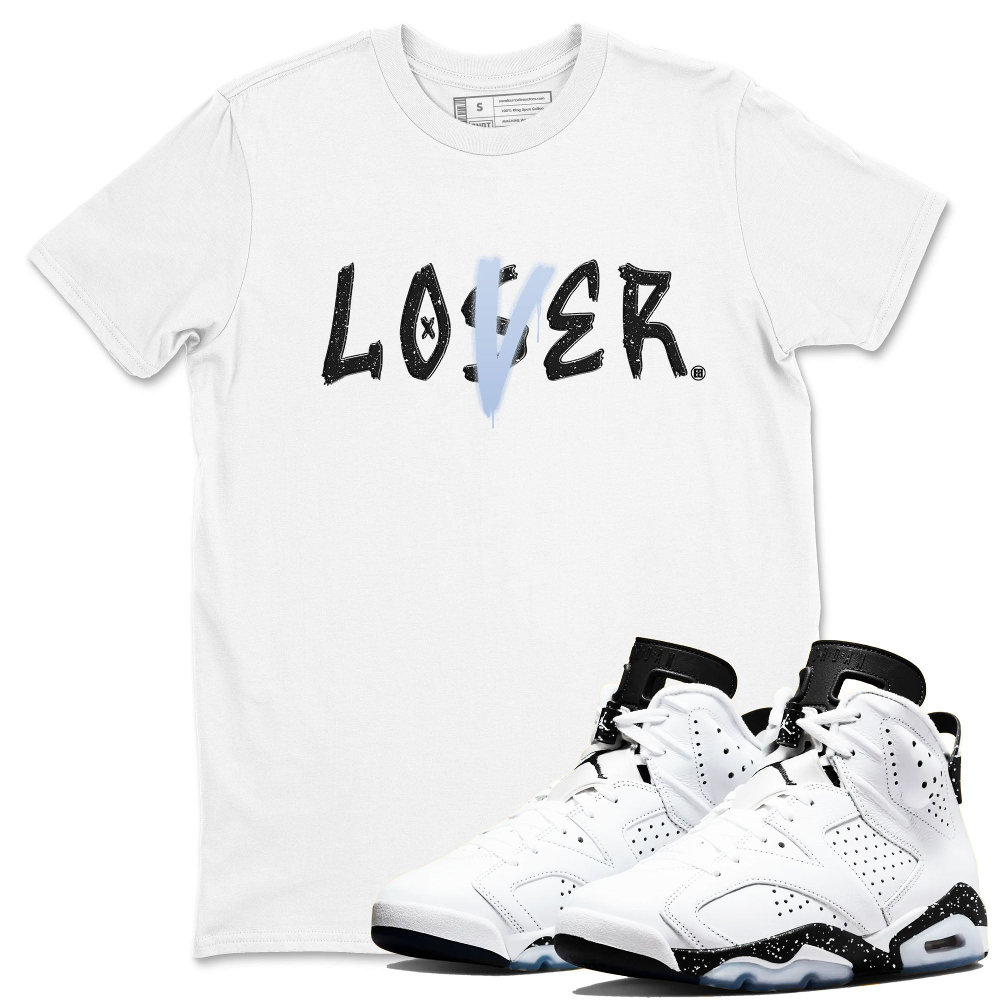 AJ6 White Black shirts to match jordans Loser Lover sneaker match tees Air Jordan 6 White Black SNRT Sneaker Tees streetwear brand White 1 unisex cotton tee
