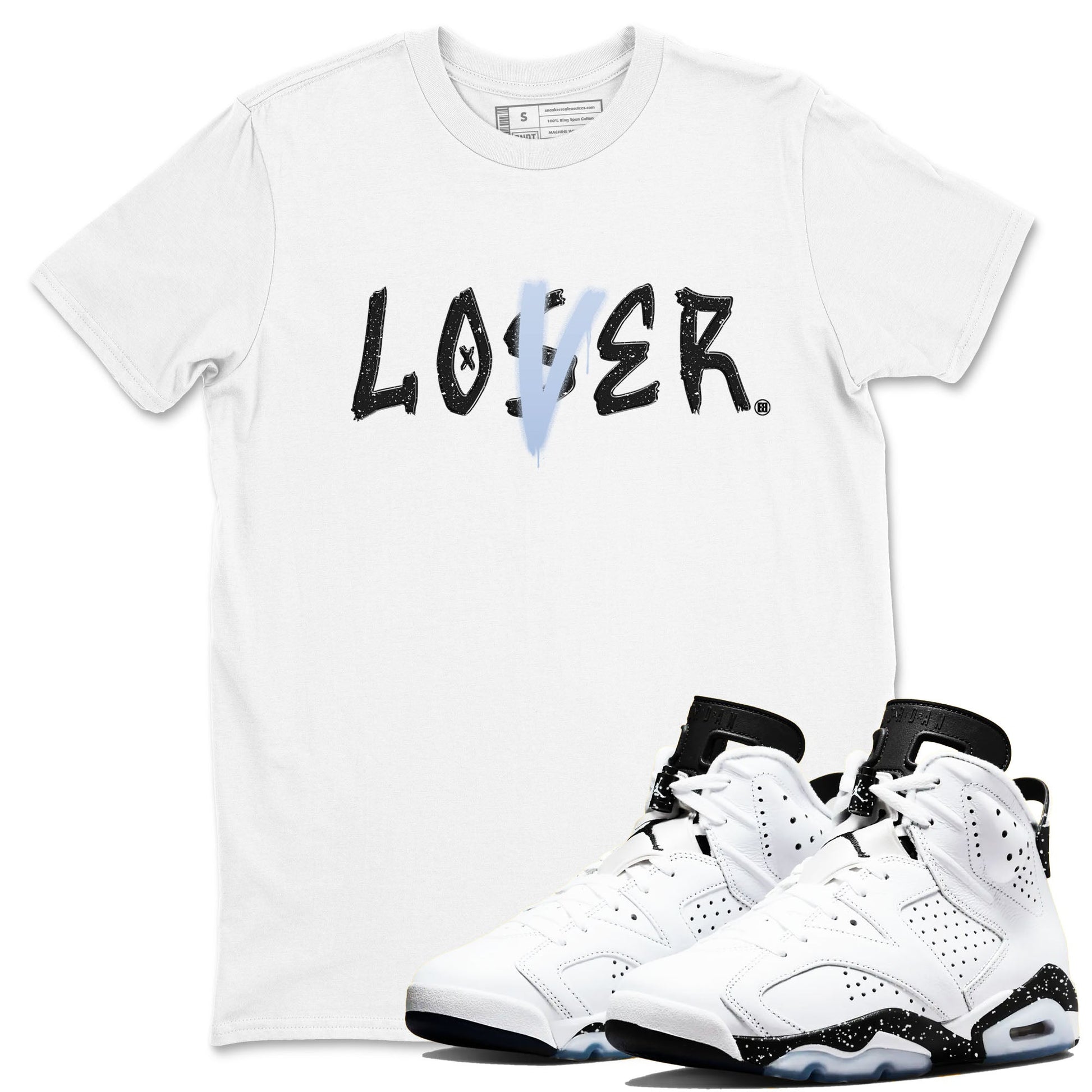 AJ6 White Black shirts to match jordans Loser Lover sneaker match tees Air Jordan 6 White Black SNRT Sneaker Tees streetwear brand White 1 unisex cotton tee