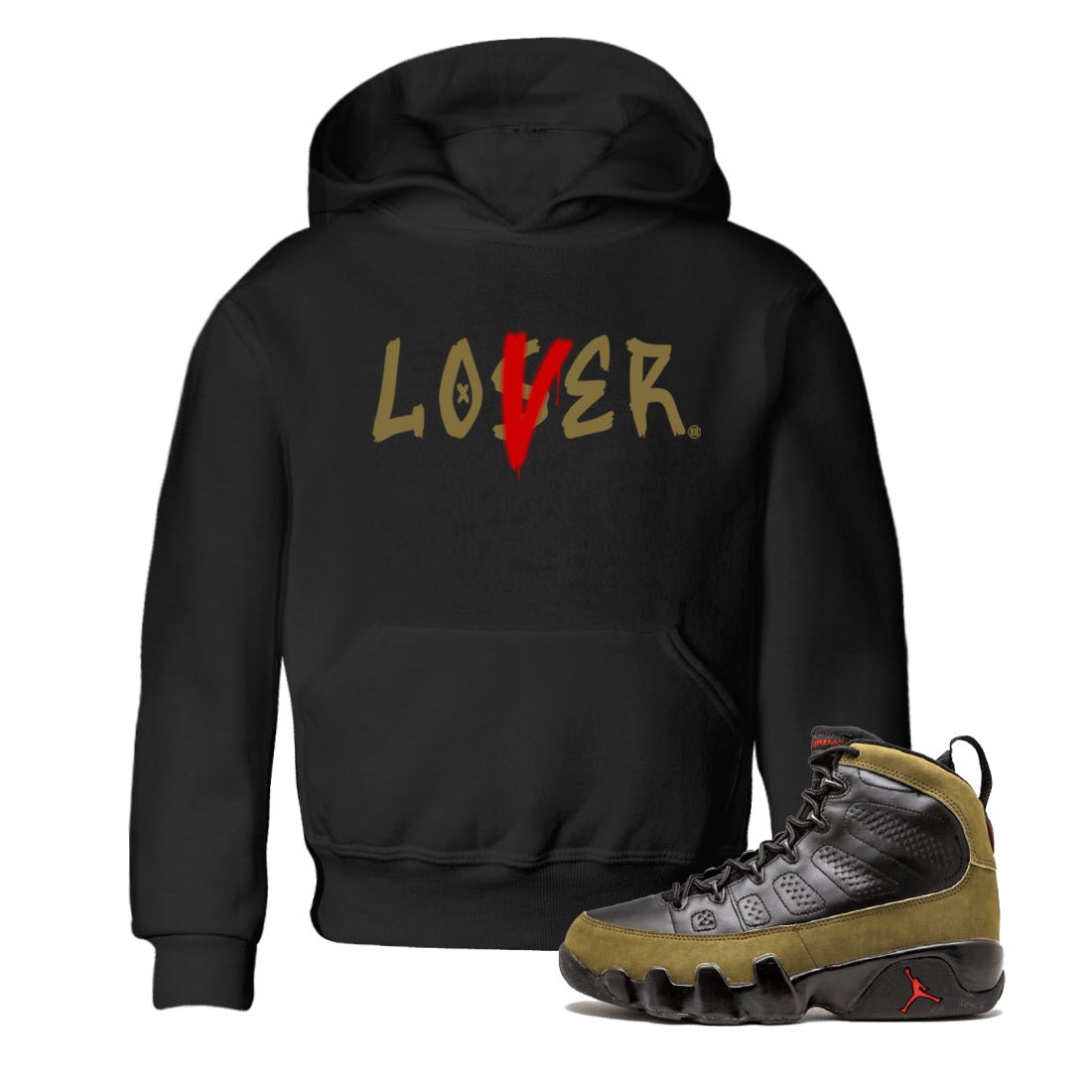 9s Olive shirts to match jordans Loser Lover sneaker match tees Air Jordan 9 Olive match shoes to clothes SNRT Sneaker Tees Youth Baby Black 1 tee