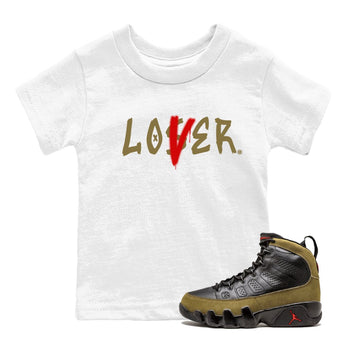 9s Olive shirts to match jordans Loser Lover sneaker match tees Air Jordan 9 Olive match shoes to clothes SNRT Sneaker Tees Youth Baby White 1 tee