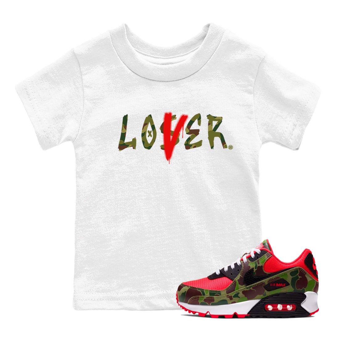Air Max 90 Duck Camo shirts to match jordans Loser Lover sneaker match tees Air Max 90 Reverse Duck Camo match shoes to clothes SNRT Sneaker Tees Youth Baby White 1 tee