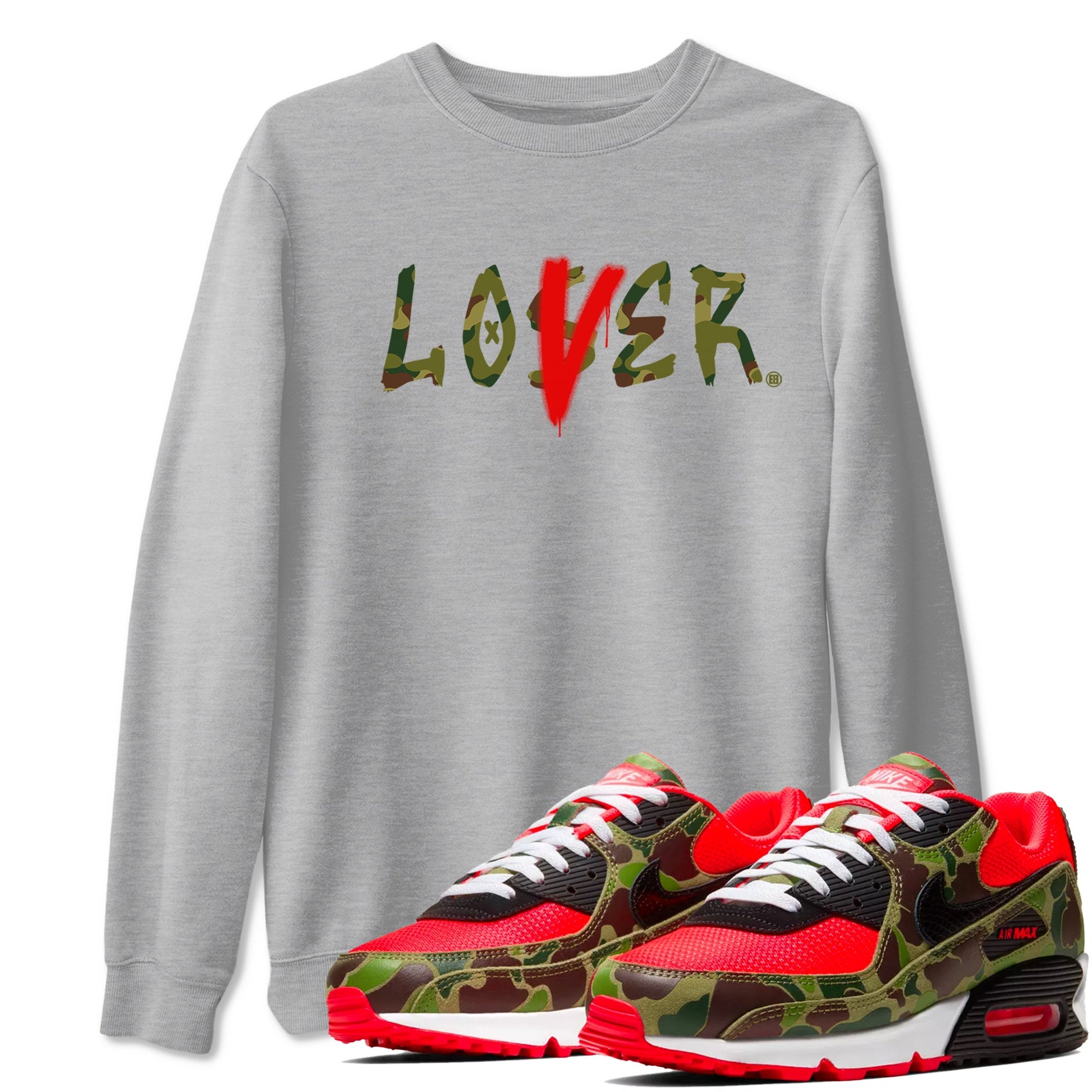 Air Max 90 Duck Camo shirts to match jordans Loser Lover sneaker match tees Air Max 90 Reverse Duck Camo match shoes to clothes SNRT Sneaker Tees unisex cotton Heather Grey 1 shirts