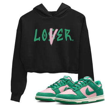 Dunk Low Medium Soft Pink Malachite shirt to match jordans Loser Lover sneaker tees Dunks Medium Soft Pink Malachite Streetwear Brand Streetwear Brand SNRT Sneaker Release Tees Black 1 crop length shirt