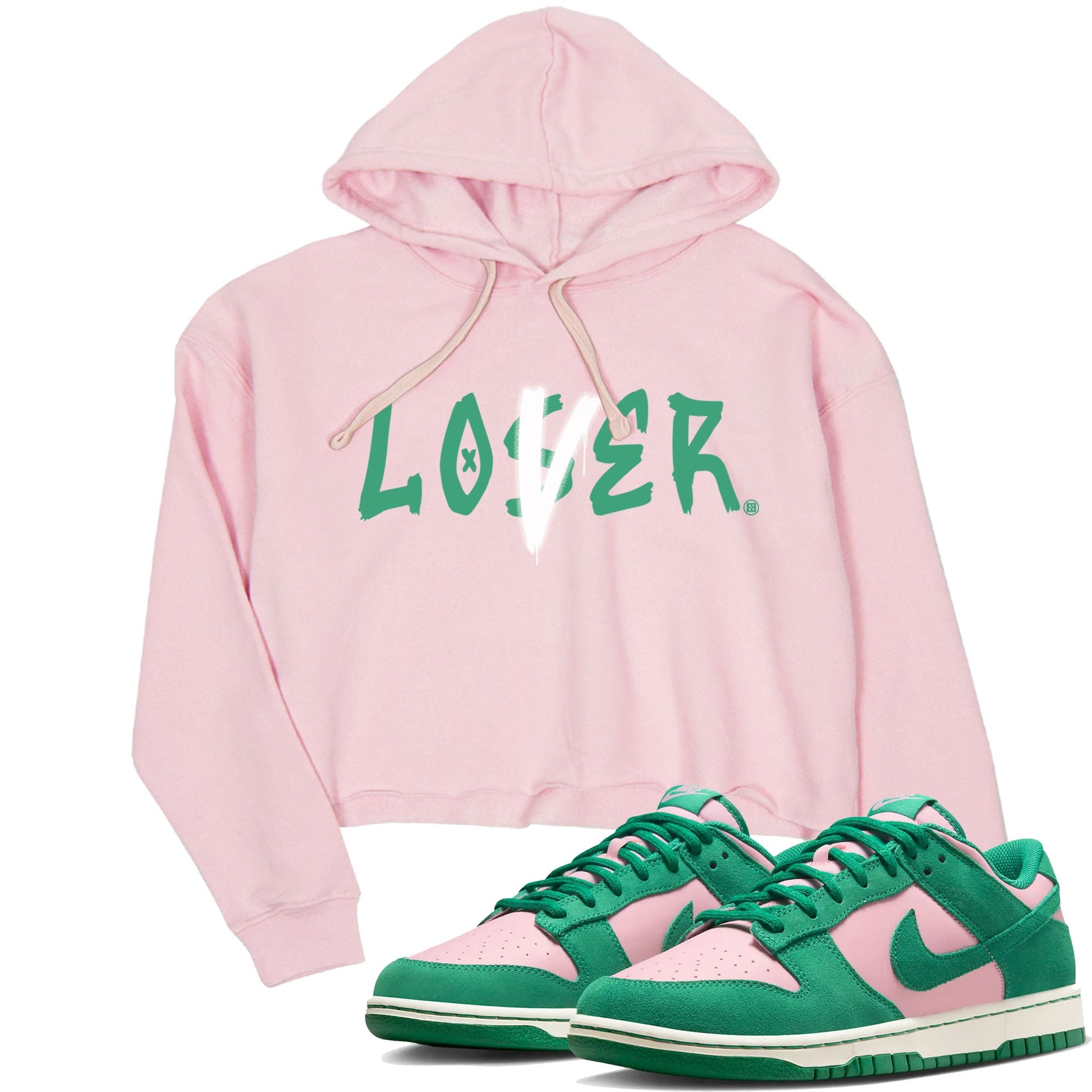 Dunk Low Medium Soft Pink Malachite shirt to match jordans Loser Lover sneaker tees Dunks Medium Soft Pink Malachite Streetwear Brand SNRT Sneaker Release Tees Pink 1 crop length shirt