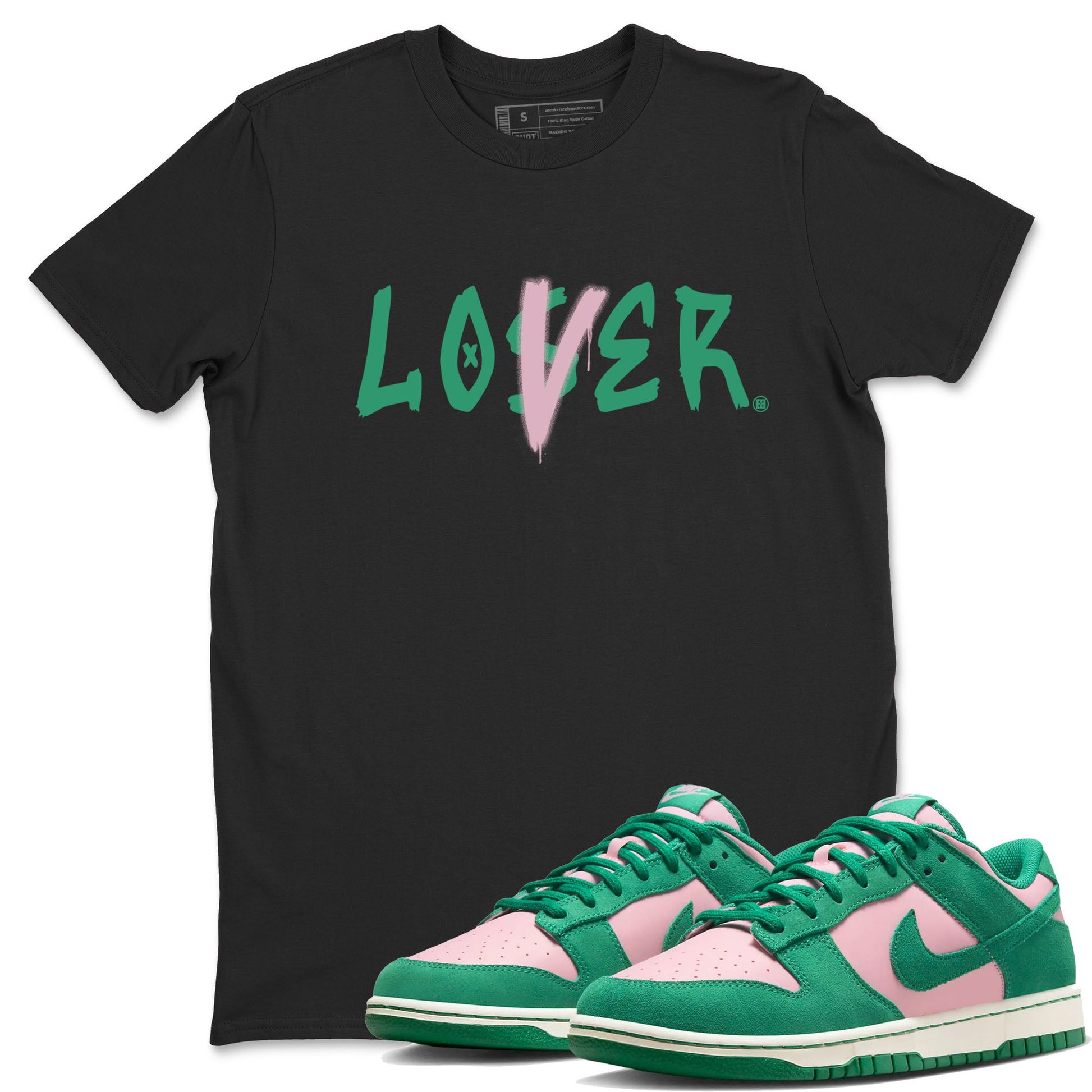 Dunk Low Medium Soft Pink Malachite shirt to match jordans Loser Lover sneaker tees Dunks Medium Soft Pink Malachite Streetwear Brand SNRT Sneaker Release Tees unisex cotton Black 1 crew neck shirt