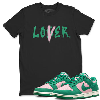 Dunk Low Medium Soft Pink Malachite shirt to match jordans Loser Lover sneaker tees Dunks Medium Soft Pink Malachite Streetwear Brand SNRT Sneaker Release Tees unisex cotton Black 1 crew neck shirt