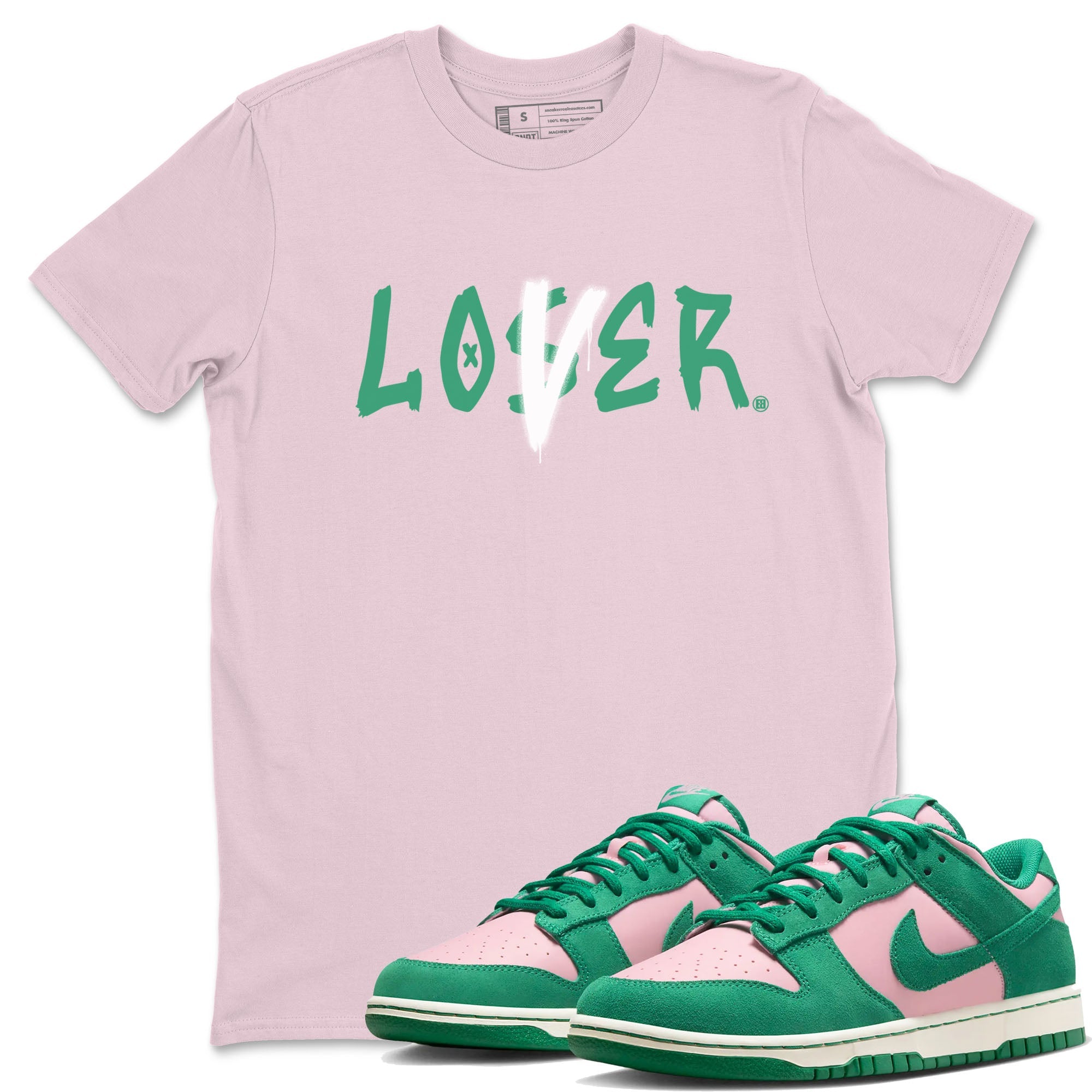 Dunk Low Medium Soft Pink Malachite shirt to match jordans Loser Lover sneaker tees Dunks Medium Soft Pink Malachite Streetwear Brand SNRT Sneaker Release Tees unisex cotton Pink 1 crew neck shirt
