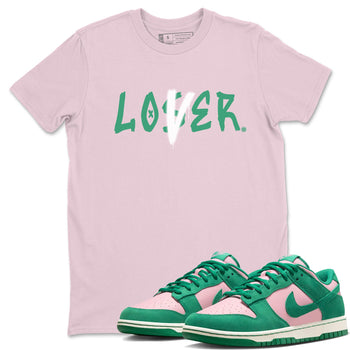 Dunk Low Medium Soft Pink Malachite shirt to match jordans Loser Lover sneaker tees Dunks Medium Soft Pink Malachite Streetwear Brand SNRT Sneaker Release Tees unisex cotton Pink 1 crew neck shirt