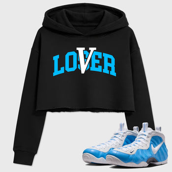 Sneaker match tees – Sneaker Tees To Match Air Foamposite Pro University Blue Shoes – Loser Lover Varsity Crop T-Shirt Black 1