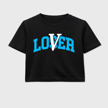 Sneaker match tees – Sneaker Tees To Match Air Foamposite Pro University Blue Shoes – Loser Lover Varsity Crop T-Shirt Black 2