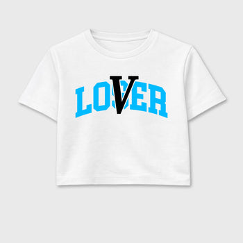 Sneaker match tees – Sneaker Tees To Match Air Foamposite Pro University Blue Shoes – Loser Lover Varsity Crop T-Shirt White 2